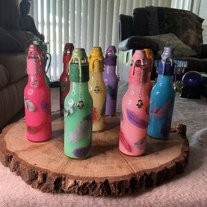 Colorful Feather-Design Bottles